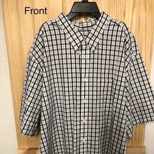 Mens Button Down Navy and White Plaid Shirt